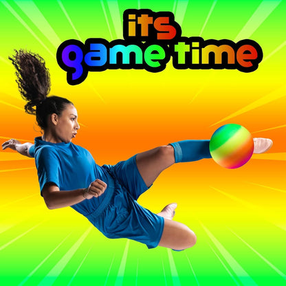 8.5-Inch Rainbow Playground Ball with Hand Pump for Kickball & Dodgeball