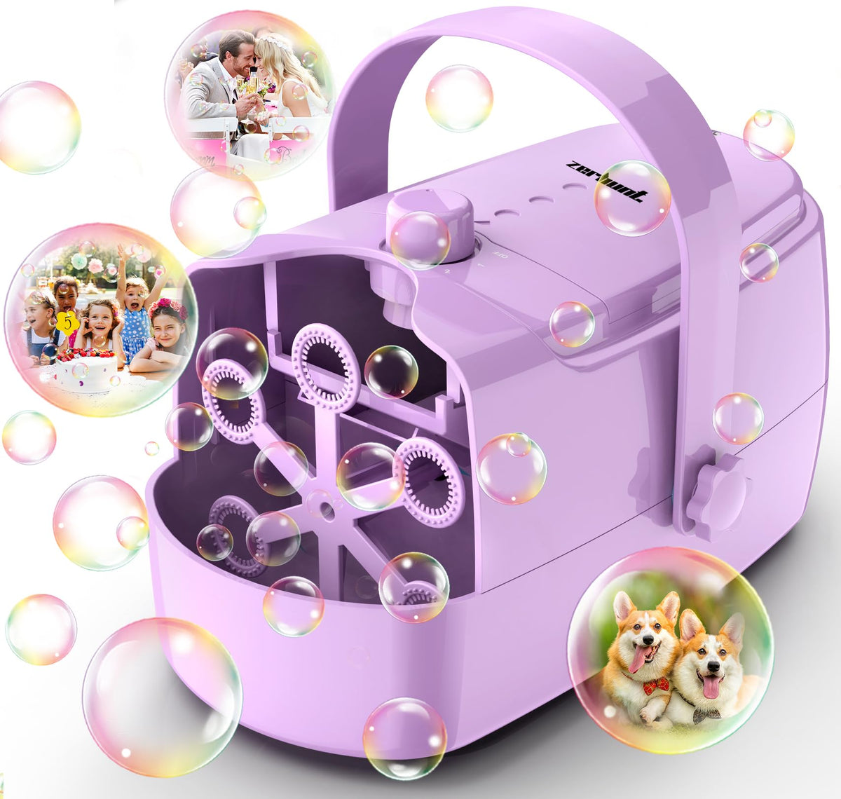 Zerhunt Durable Bubble Machine for Party: 3 Power Modes for Non-Stop Fun - 18000+ Bubbles Per Minute High Output 30 Mins Bubbles per Refill - Kids Safe Auto-Stop for Outdoor Backyard Birthday