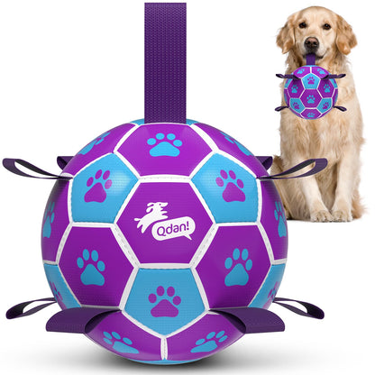 QDAN Dog Balls, 6 Inch Dog Soccer Ball with Straps, Herding Balls for Dogs