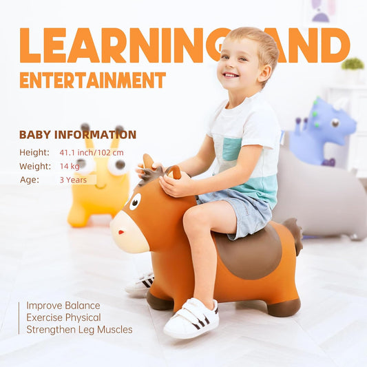 ZOOJOY Inflatable Horse Hopping Toy, Ride-on Bouncy Animal for Toddler 18M+
