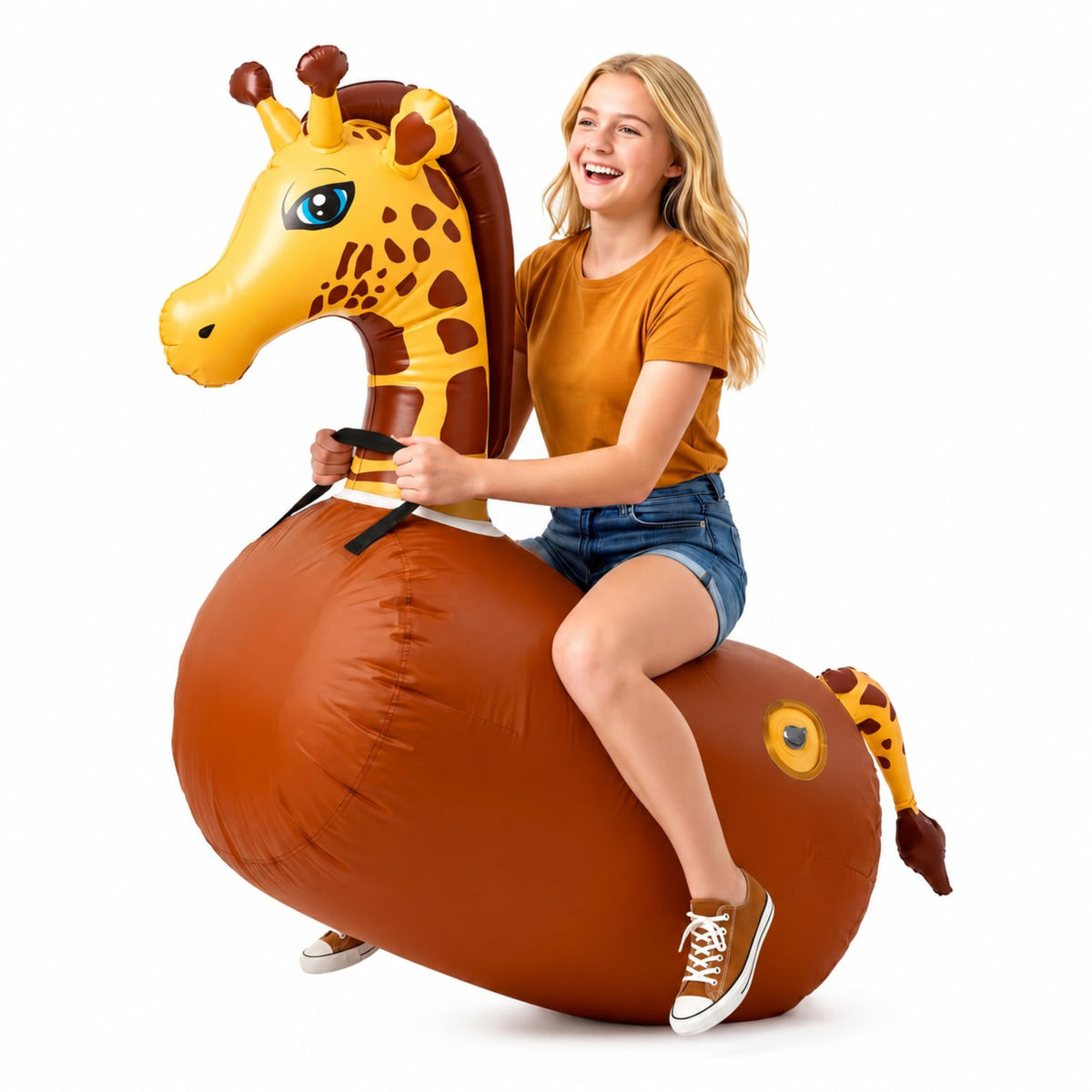 Waddle Hip Hopper Inflatable Hopping Animal Bouncer Brown Bull, Ages 2 and Up, Supports Up to 85 Pounds