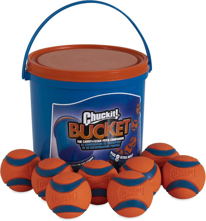 Chuckit! Ultra Ball Dog Toy with Cleaning Bucket, Medium 2.5-in, 8-Pack