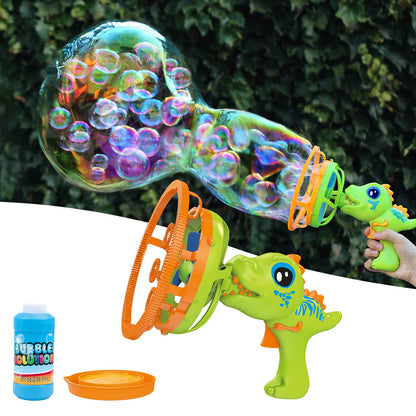 IFLOVE Dinosaur Bubble Gun for Kids 3-8, Bubble Machine Blower Toy (Blue)