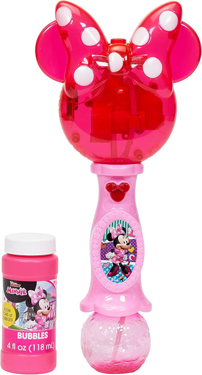 Little Kids Disney Minnie Mouse Light and Sound Musical Bubble Wand, Includes Bubble Solution, Multi (2051)