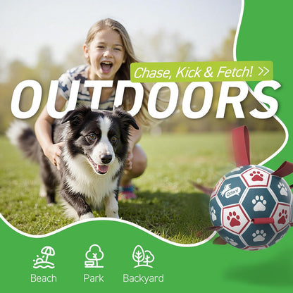 QDAN Dog Balls, 6 Inch Dog Soccer Ball with Straps, Herding Balls for Dogs