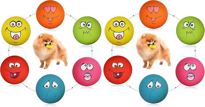 Smile Face Dog Squeaky Toys Soft Latex Squeak Balls for Puppy Small Pet Dogs 6 Pcs/Set