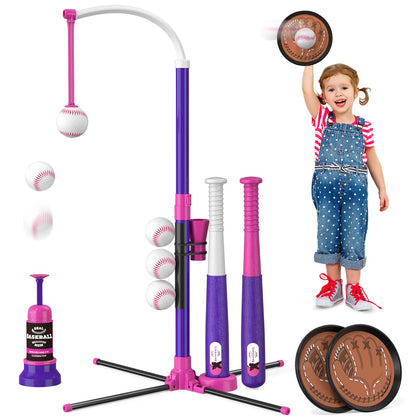 HYES 3-in-1 Baseball Set for Kids with Auto Pitching Machine