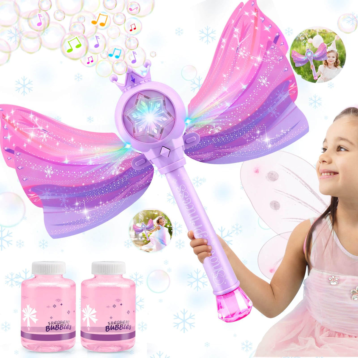 Bubble Wand for Kids, LED Light Music Bubble Toys Girl Gifts Age 3+