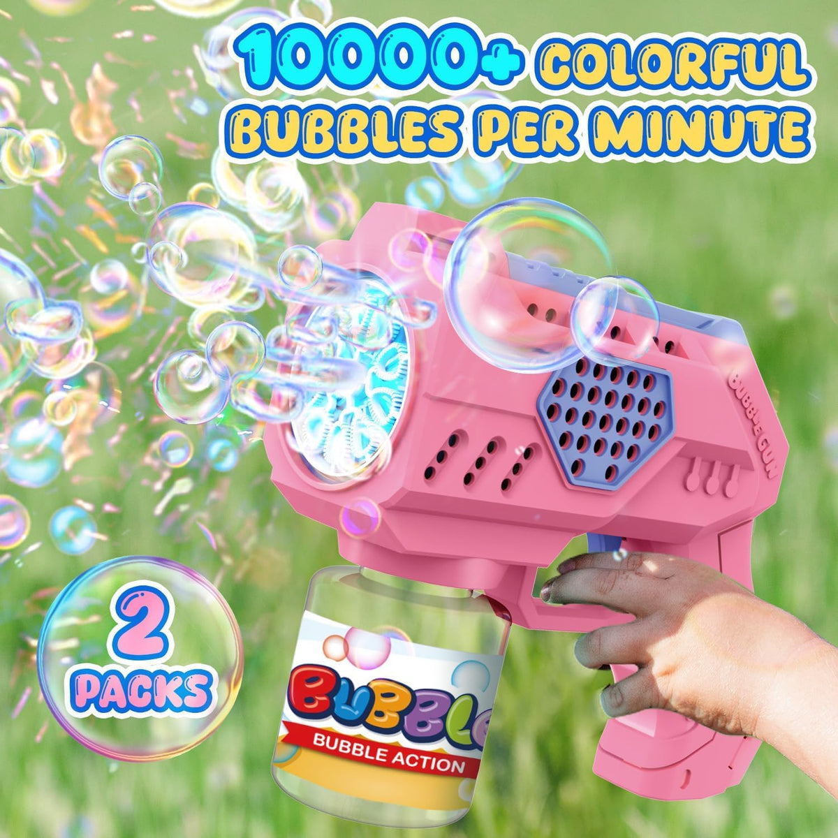 EagleStone 2 PCS Bubble Guns for Toddlers 2 Bubble Solution, 20 Concentrate