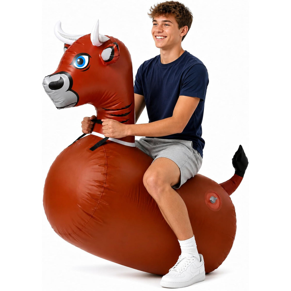 Waddle Hip Hopper Inflatable Hopping Animal Bouncer Brown Bull, Ages 2 and Up, Supports Up to 85 Pounds