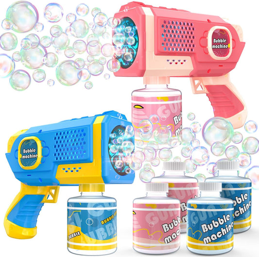EagleStone 2 Packs Automatic Bubble Machine Guns with 4 Bottles Solution