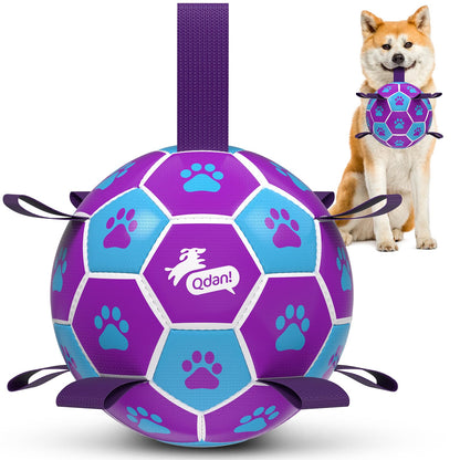 QDAN Dog Balls, 6 Inch Dog Soccer Ball with Straps, Herding Balls for Dogs