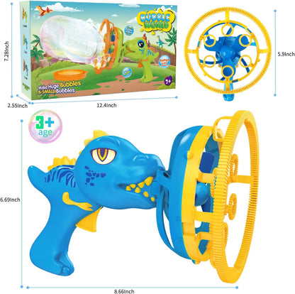 IFLOVE Dinosaur Bubble Gun for Kids 3-8, Bubble Machine Blower Toy (Blue)