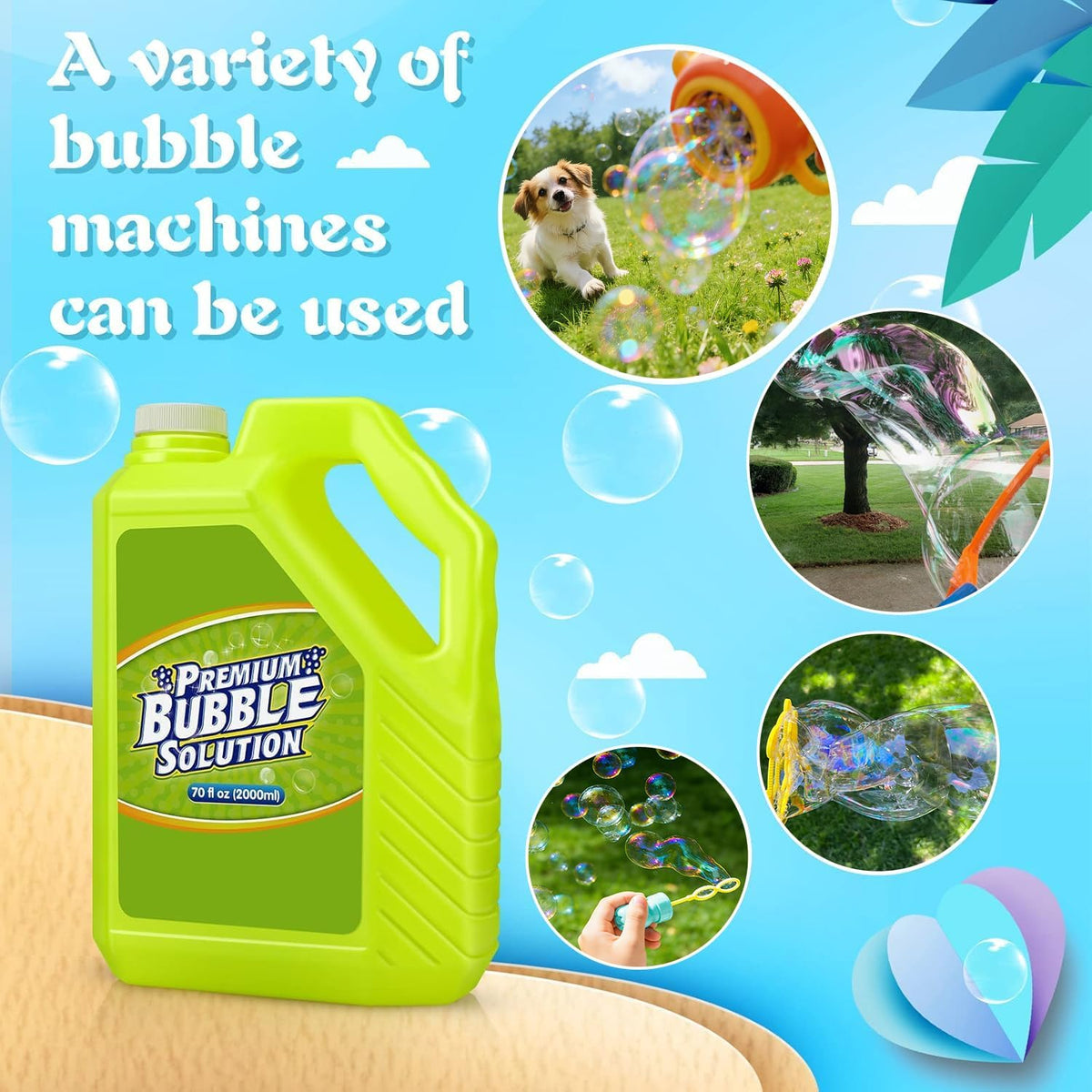 Bubble Solution Refill - 70 OZ Non-Toxic Pre-Mix Refill for Bubble Machine