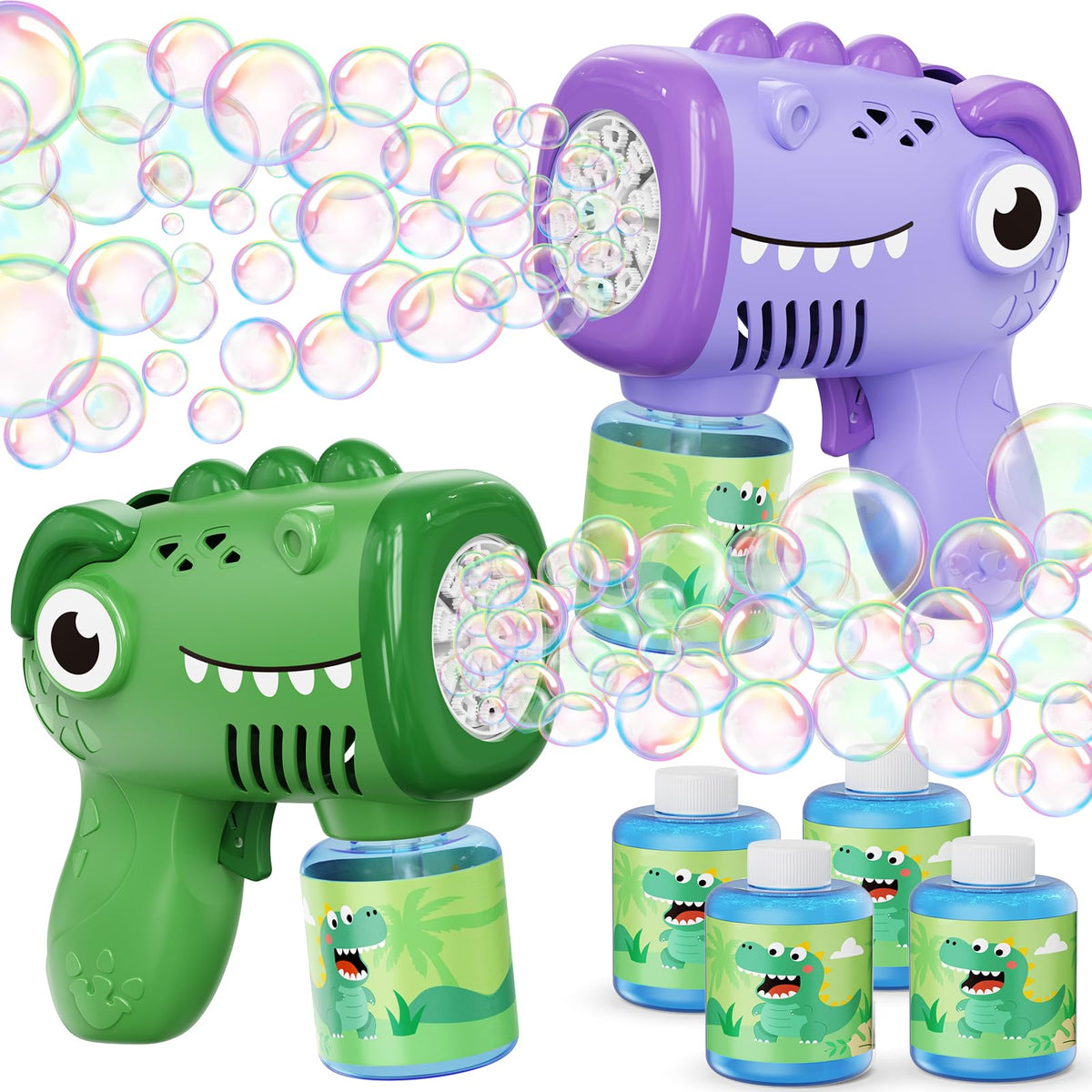 Yunaking Kids Bubble Gun 2 Pack, Dino Bubble Machine for Boy Girl Toys Gift