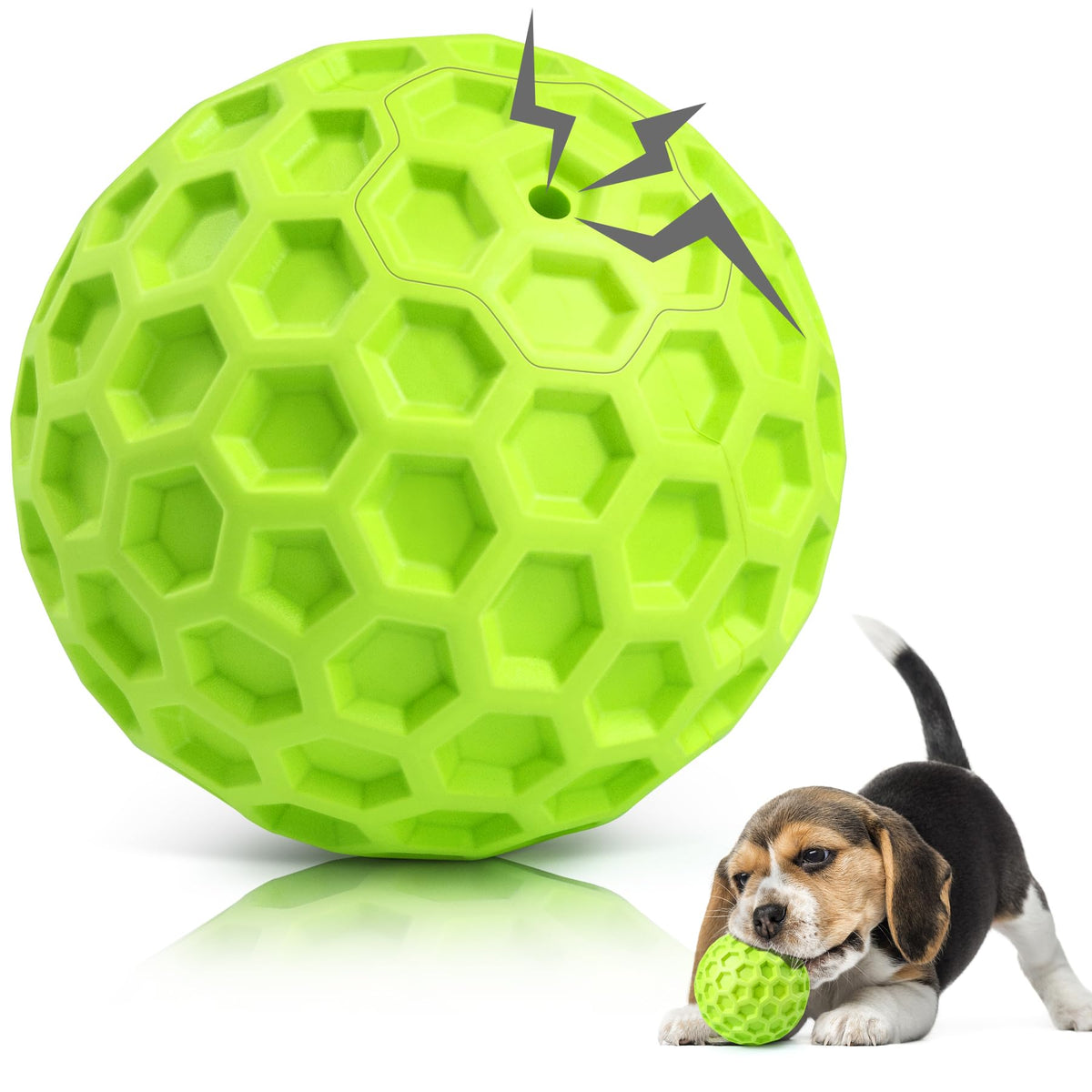 DISSKNIC Indestructible Squeaky Dog Ball, Relieves Anxiety, Cleans Teeth, Interactive Chew Toy for Aggressive Chewers, Dog Toy for Large Breeds, Outdoor Waterproof