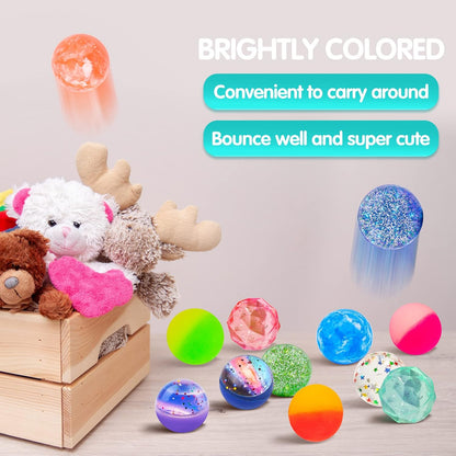 24 Pieces Bouncy Balls 32mm Bounce Balls 6 Styles High Bouncing Balls Toys for Kids Party Favors Birthdays Gift Classroom