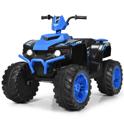 Costzon Kids ATV, 12V Battery Powered Electric Vehicle w/LED Lights, High & Low Speed, Horn, Music, USB, Treaded Tires, Ride on Car 4 Wheeler Quad for Boys & Girls Gift, Ride on ATV (Black)