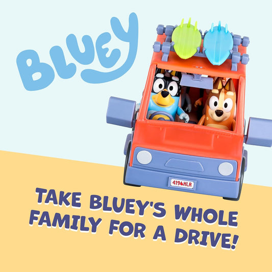 Bluey Heeler 4WD Family Toddler Toy Car, Pretend Play Toys, 4 Figures