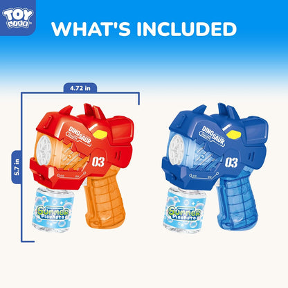 TOY Life Dinosaur Bubble Gun 2-Pack, Automatic Blaster, Ages 3-8