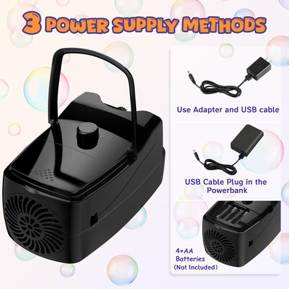 Bubble Machine, Automatic Bubble Blower Maker for Kids or Parties (Black)