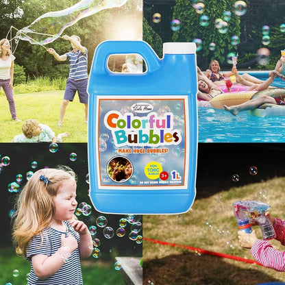 Lulu Home 33.8 OZ/1 L Concentrated Bubble Solution, Refill for Bubble Machines, Giant Wands, and Blowers - Up to 2.5 Gallons for Kids' Birthday Parties