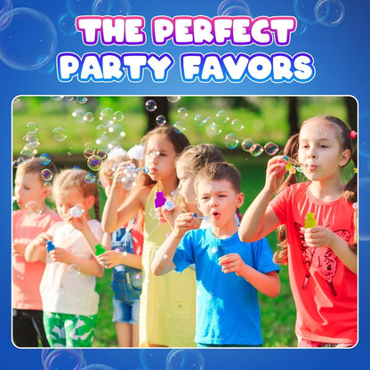 Mini Neon Party Bubbles for Kids - (Pack of 12) Bulk Wands and Bottles for Blowing Bubbles, Birthday Party Favors, Toy Gift, Outdoor Toys, Carnival Prizes, and Goody Bag Stuffers