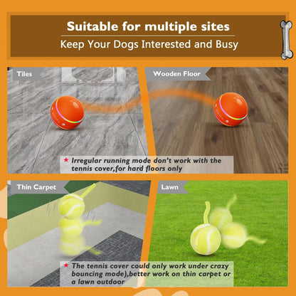 PetDroid Interactive Dog Toys Dog Ball, [Newly Upgraded] Durable Motion Activated Automatic Rolling Ball Toys for/Small/Medium/Large Dogs,USB Rechargeable(Orange)