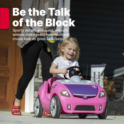 Step2 Whisper Ride II Kids Push Cars, Ride On Car, Seat Belt, Horn, Toddlers Ages 1.5 – 4 Years Old, Max Weight 50 lbs., Quick Storage, Stroller Substitute, Pink