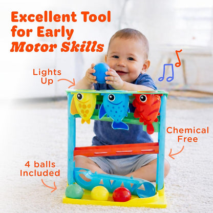 Move2Play, Feed The Fish | 30+ Fin-Tastic Songs & Phrases | Baby & Toddler Musical Toy | First Birthday Present for 1+ Year Old | Ages 6-24 Months | Boy & Girl Ball Drop Toy