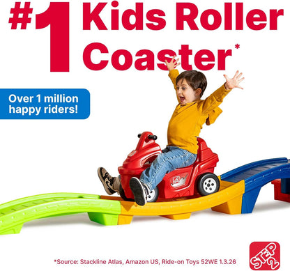 Step2 Up & Down Roller Coaster Kids Ride On Toy, Push Car, Indoor/Outdoor Playset, Made of Durable Plastic, Max Weight 50 lbs., for Toddlers 2-5 Years Old, Multicolor