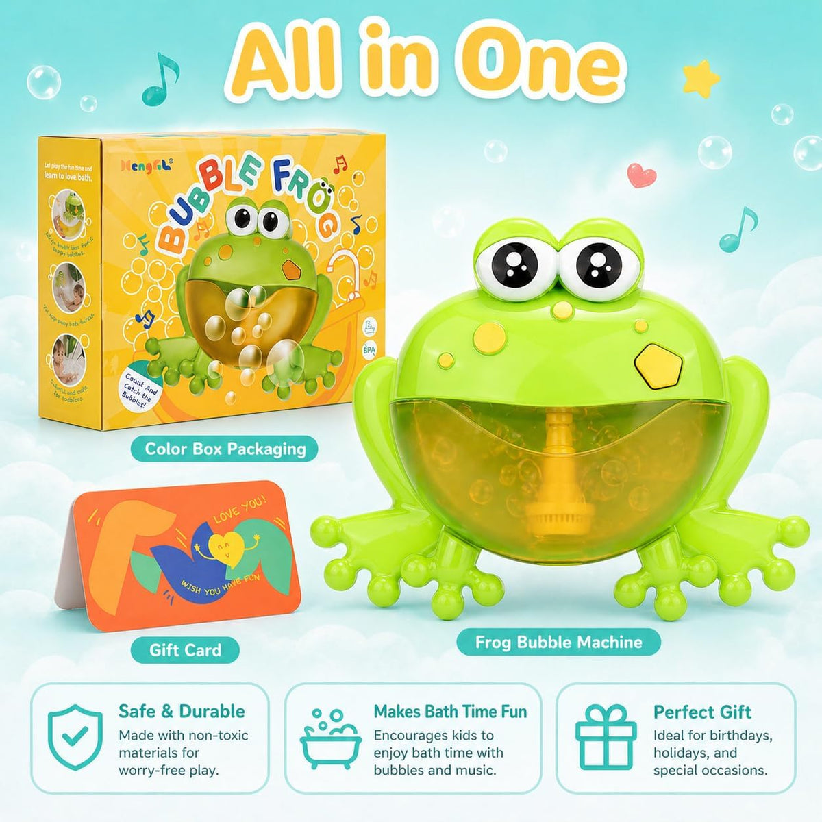 Frog Musical Bath Bubble Machine for Toddlers