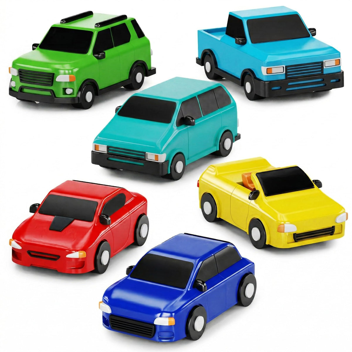 Tub Works® Vehicles™ Bath Cars Mold Free Bath Toys, 6 Pack | Sealed, No Hole Bath Toys Design Keeps Moisture Out | Soft, Squeezable & Float on Water | Fun Baby & Toddler Bath Toys | City Car Bath Toys