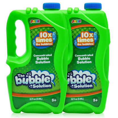 JOYIN 2 Bottles Bubbles Refill Solutions 64 oz (up to 5 Gallon), Concentrated Solution for Bubble Machine, Gun, Wand Refill Fluid Summer, Easter Toys(Orange+Blue)