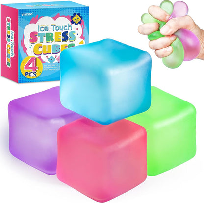 VISCOO 4 Pack Stress Cube,Slow Rising Cube Stress Balls for Adults Kids