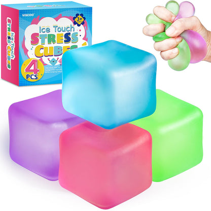 VISCOO 4 Pack Stress Cube,Slow Rising Cube Stress Balls for Adults Kids