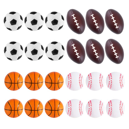 Super Z Outlet Mini Foam Sports Balls 24 Pack for Kids Adults Mini Baseball Football Basketball Soccer Stress Toy Game Party Decoration