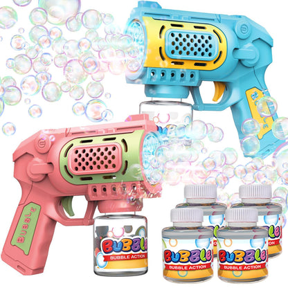 EagleStone 2 Packs Automatic Bubble Machine Guns with 4 Bottles Solution