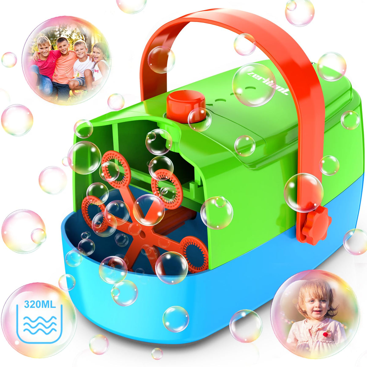 Zerhunt Durable Bubble Machine for Party: 3 Power Modes for Non-Stop Fun - 18000+ Bubbles Per Minute High Output 30 Mins Bubbles per Refill - Kids Safe Auto-Stop for Outdoor Backyard Birthday