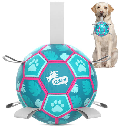 QDAN Dog Balls, 6 Inch Dog Soccer Ball with Straps, Herding Balls for Dogs