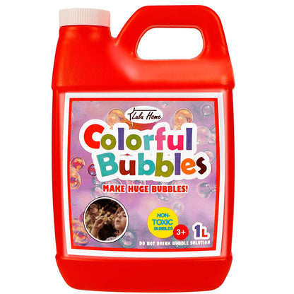 Lulu Home 33.8 OZ/1 L Concentrated Bubble Solution, Refill for Bubble Machines, Giant Wands, and Blowers - Up to 2.5 Gallons for Kids' Birthday Parties