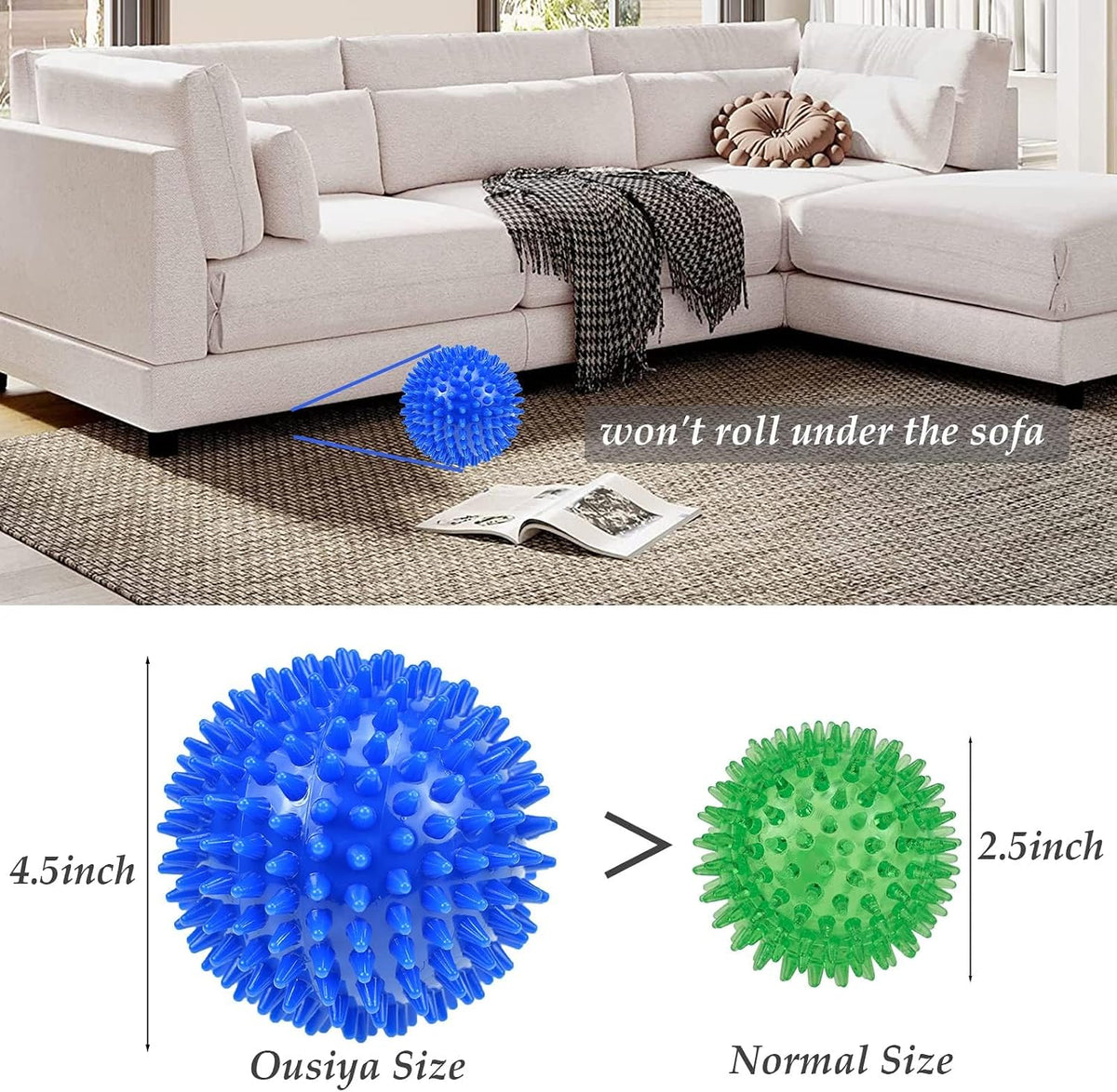 Dog Balls 4.5” Squeaky Dog Toys Spikey Ball for Aggressive Chewers Heavy Duty Teething Large Medium Durable Dogs Balls (4 Pack)