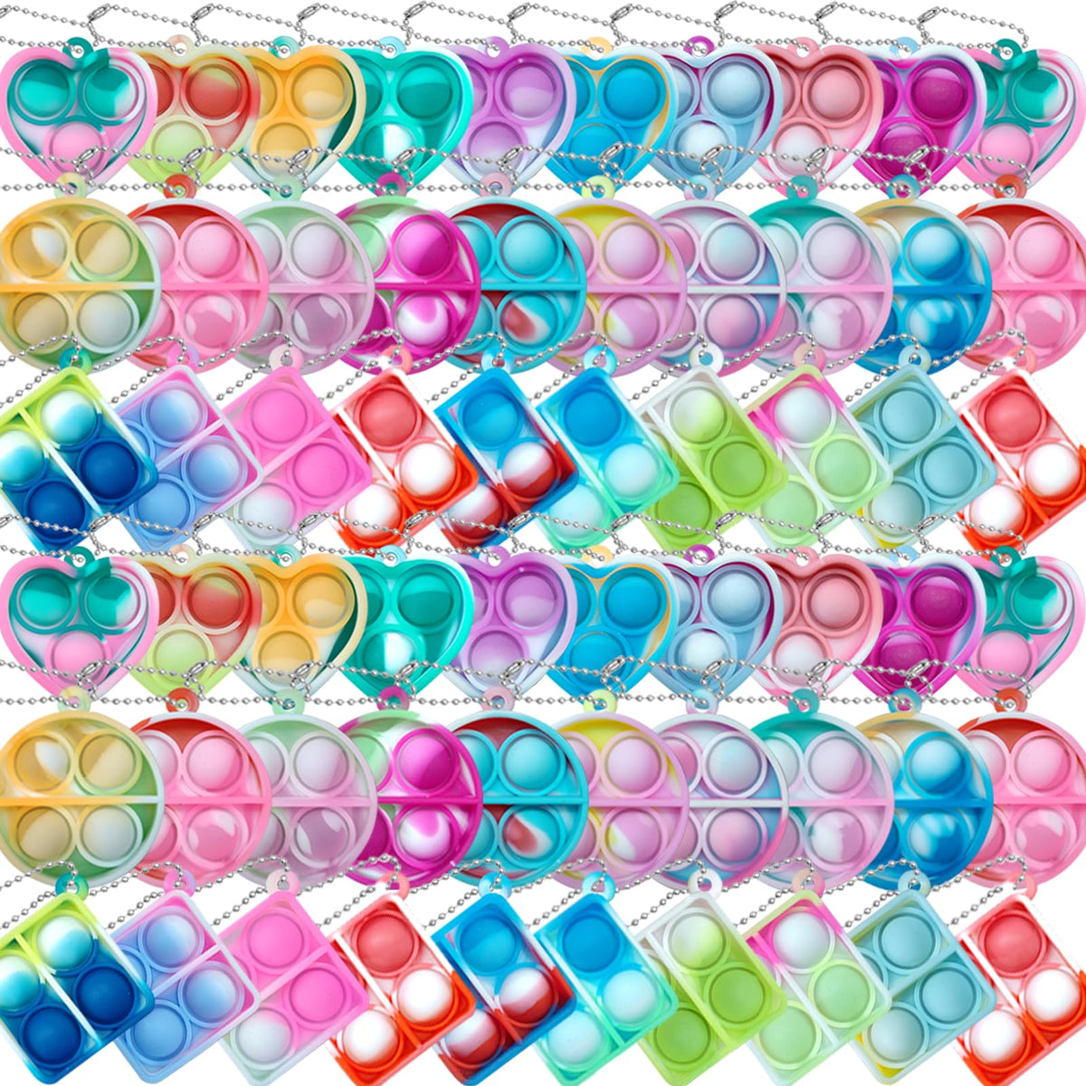 ONKULL Pop Fidget Keychain 30 Pack ,Mini Fidget Toys Bulk ,Sensory Toys for Kids ,Party Favors for Kids 4-8,8-12 Year ,Back to School Gifts for Classroom ,Halloween Birthday Goodie Bags Stuffers