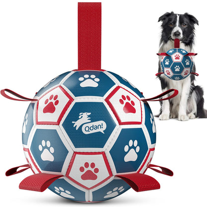QDAN Dog Balls, 6 Inch Dog Soccer Ball with Straps, Herding Balls for Dogs