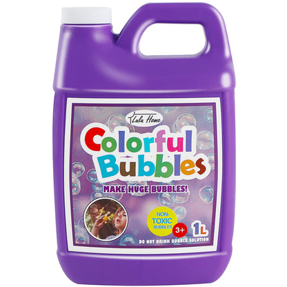 Lulu Home 33.8 OZ/1 L Concentrated Bubble Solution, Refill for Bubble Machines, Giant Wands, and Blowers - Up to 2.5 Gallons for Kids' Birthday Parties