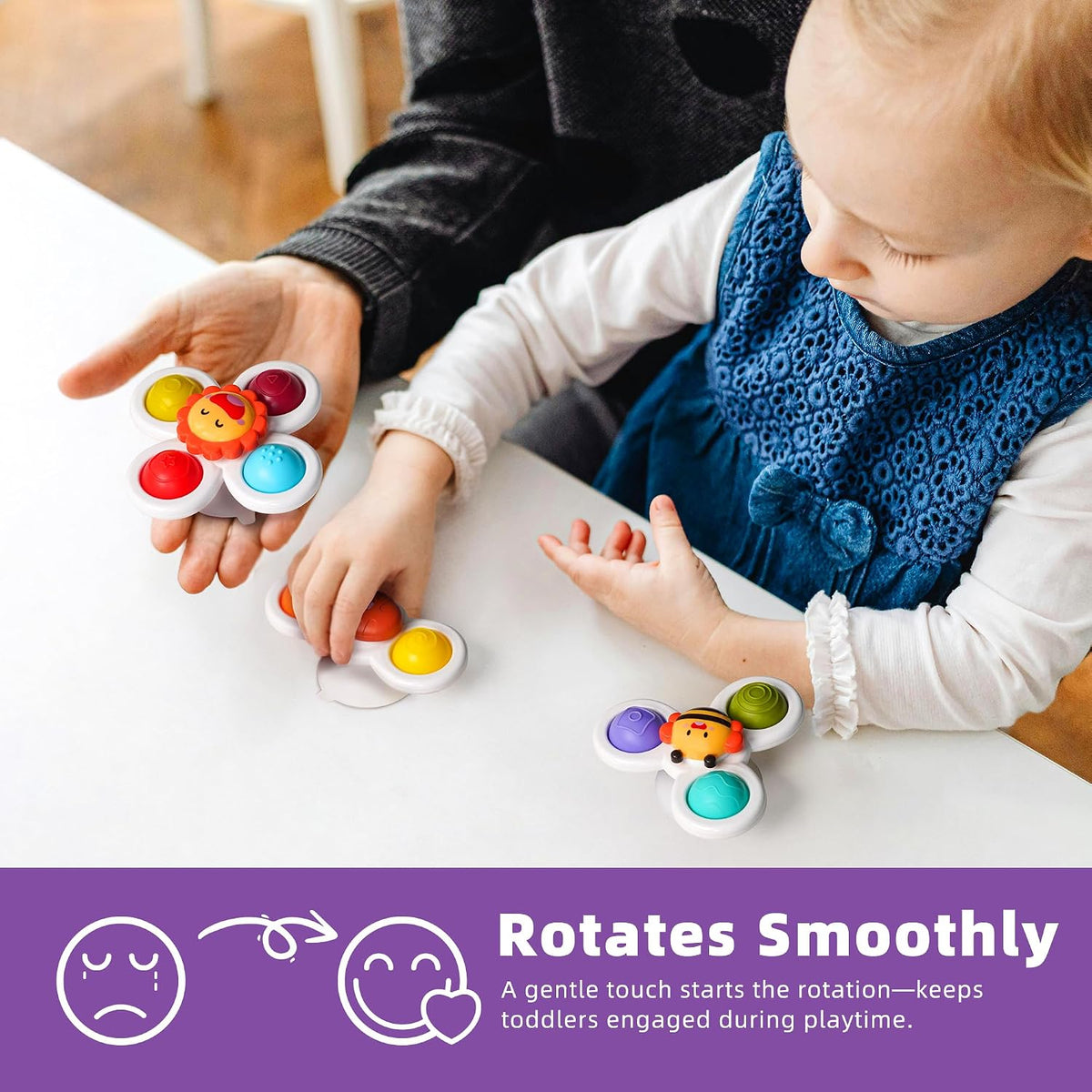 LiKee Strong Suction Cup Rotating Toys, Bath & Travel Toy, for Baby 10M+