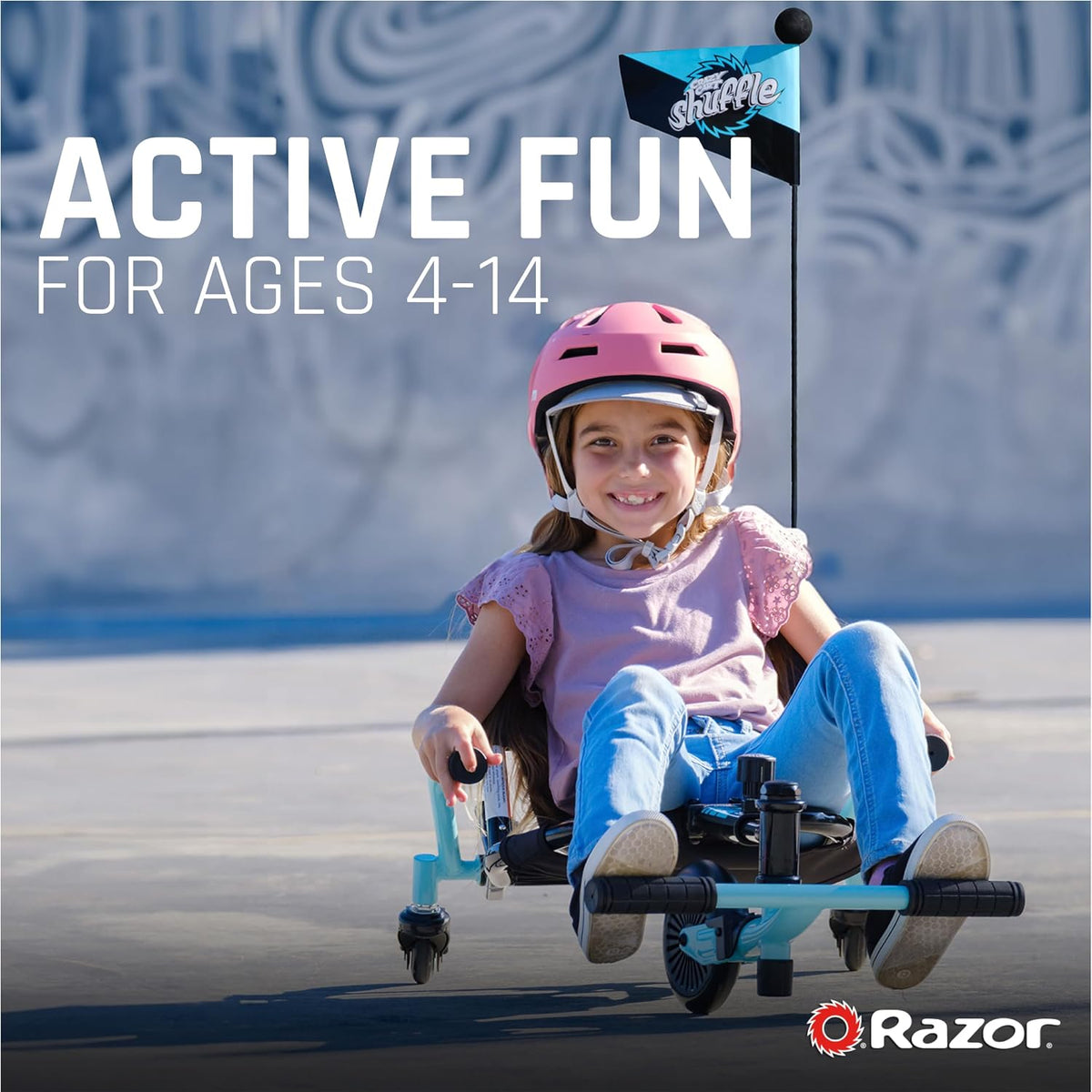 Crazy Cart Shuffle Go Kart | Manual Drift Cart (Black/Teal)