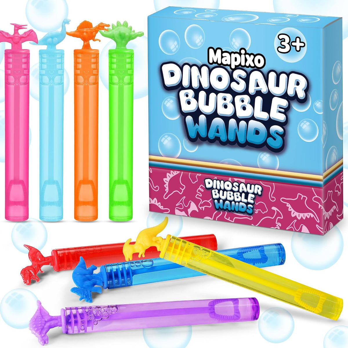 32 Pack Bubble for Kids Party Favors, 8 Style Dinosaur Mini Bubble Wands