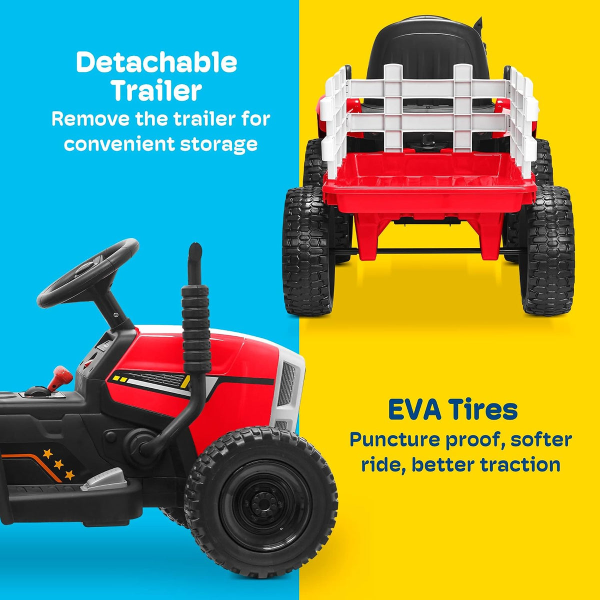 Kidzone 12V 7Ah Premium Electric Tractor Ride On Toy, Red
