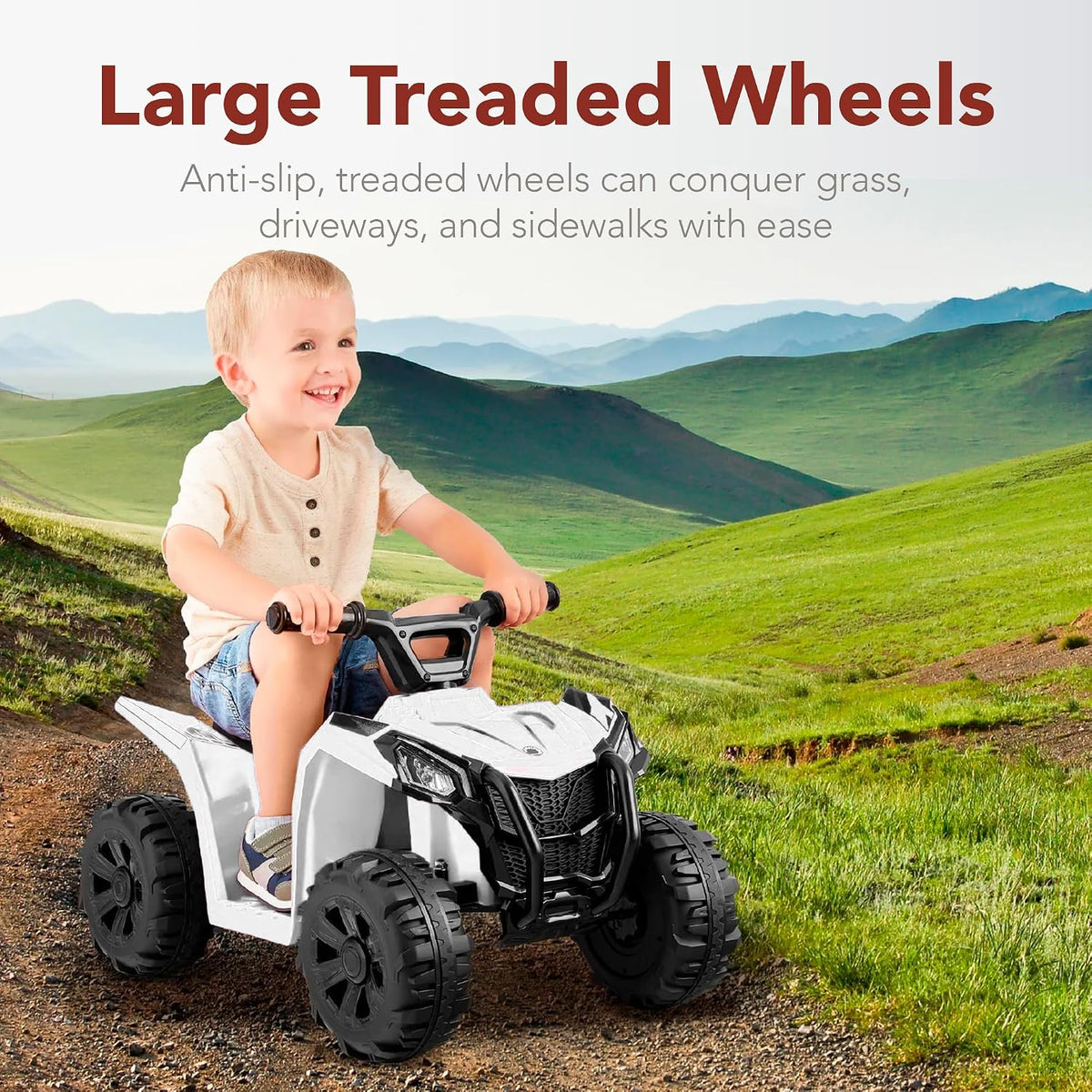 Best Choice Products 6V Kids Ride On Toy, 4-Wheeler Quad ATV Play Car w/ 1.8MPH Max Speed, Treaded Tires, Rubber Handles, Push-Button Accelerator - White